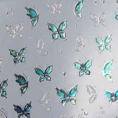 Rhinestone Nail Sticker - Green Butterfly