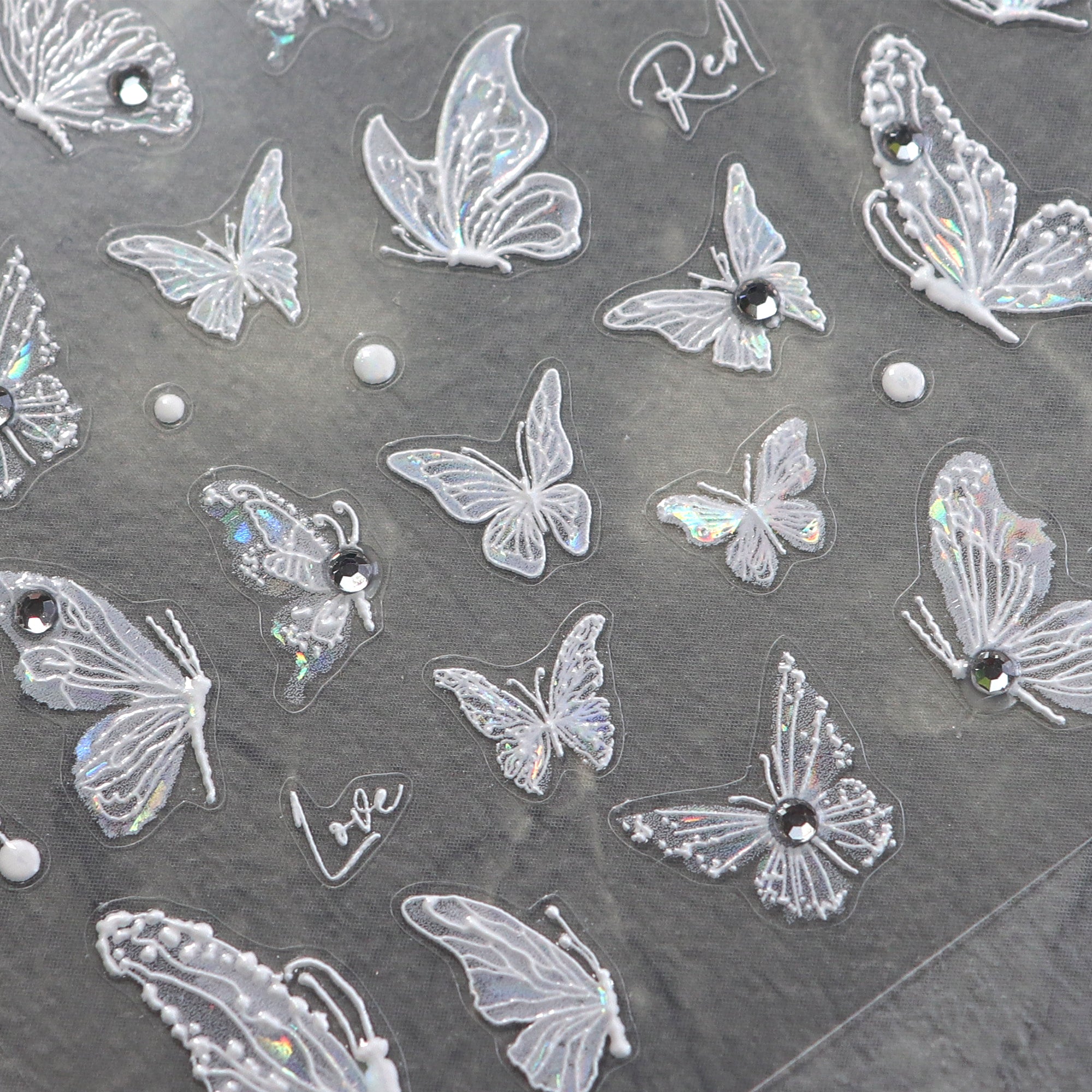 Rhinestone Nail Sticker - Dreamy White Butterfly