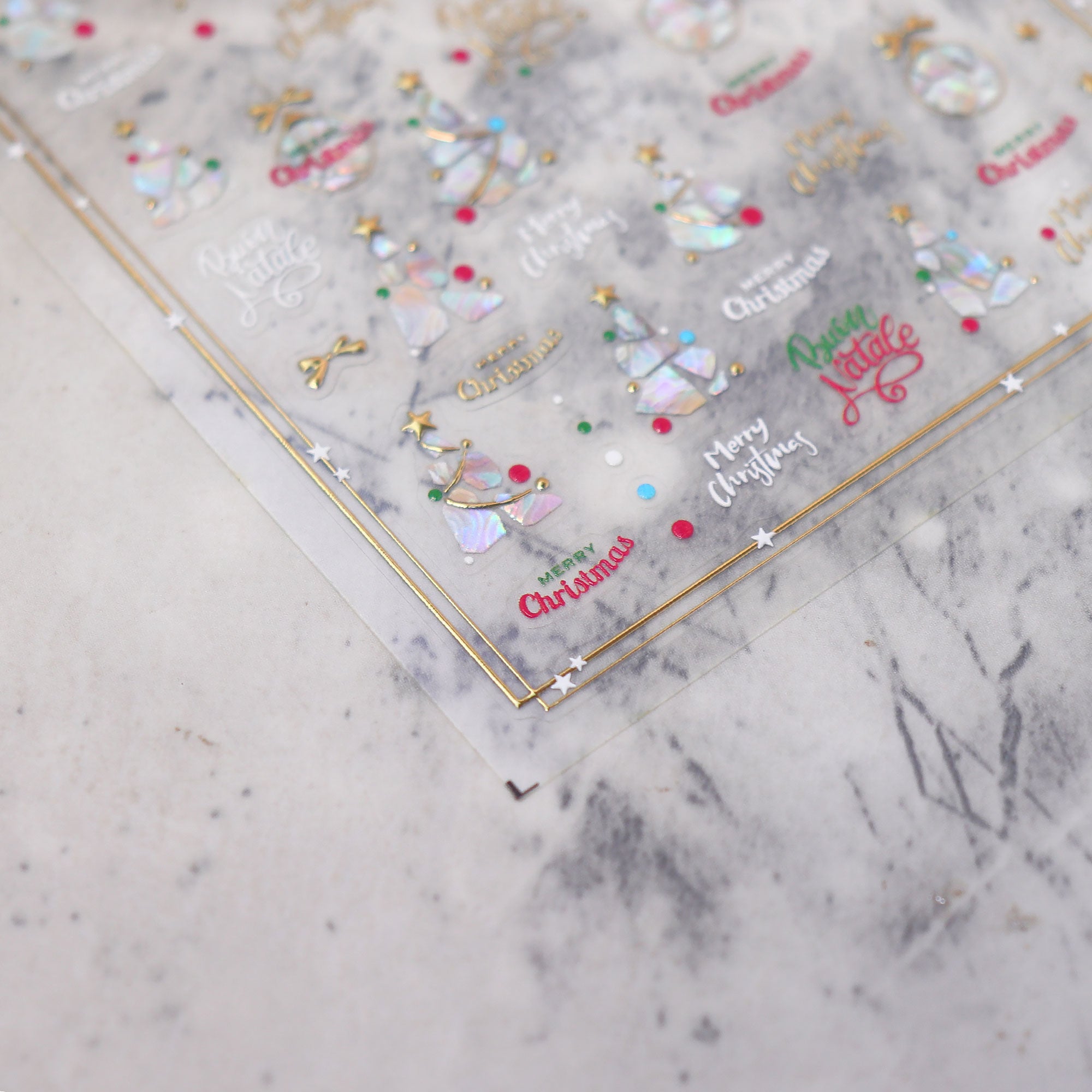 Chrome Nail Sticker - Christmas Tree (Seashell)