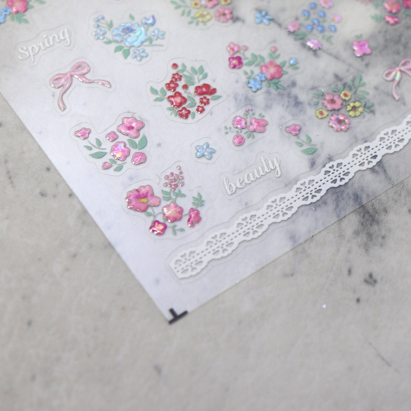 Shell Nail Sticker - Lace & Tiny Flowers