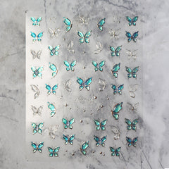 Rhinestone Nail Sticker - Green Butterfly