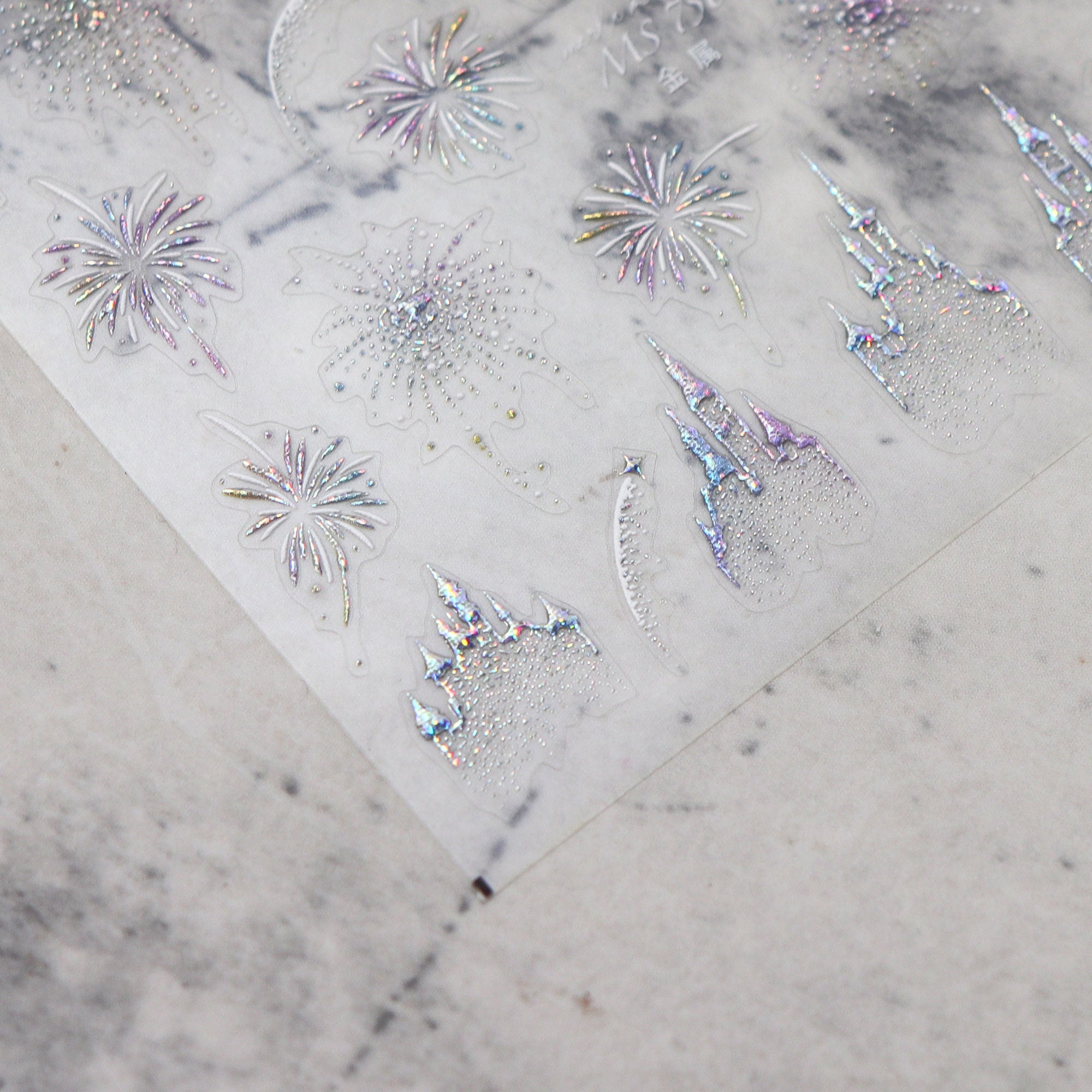 Chrome Nail Sticker - Fireworks & Castle