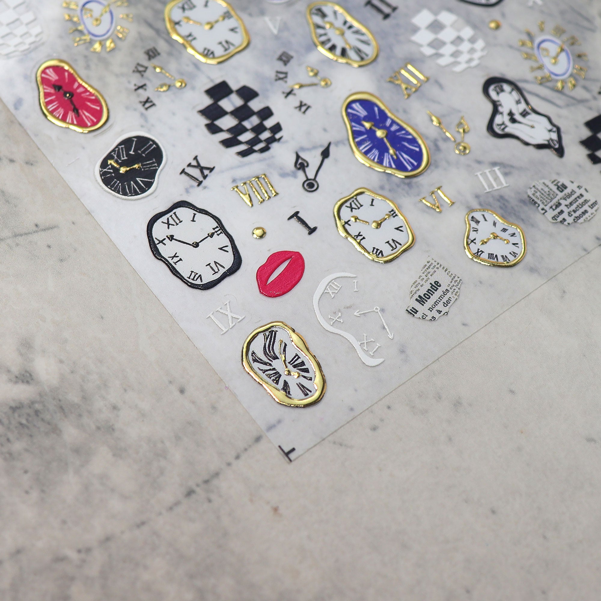 Chrome Nail Sticker - Distorted Clock