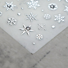 Rhinestone Nail Sticker - Snowflake (Silver)