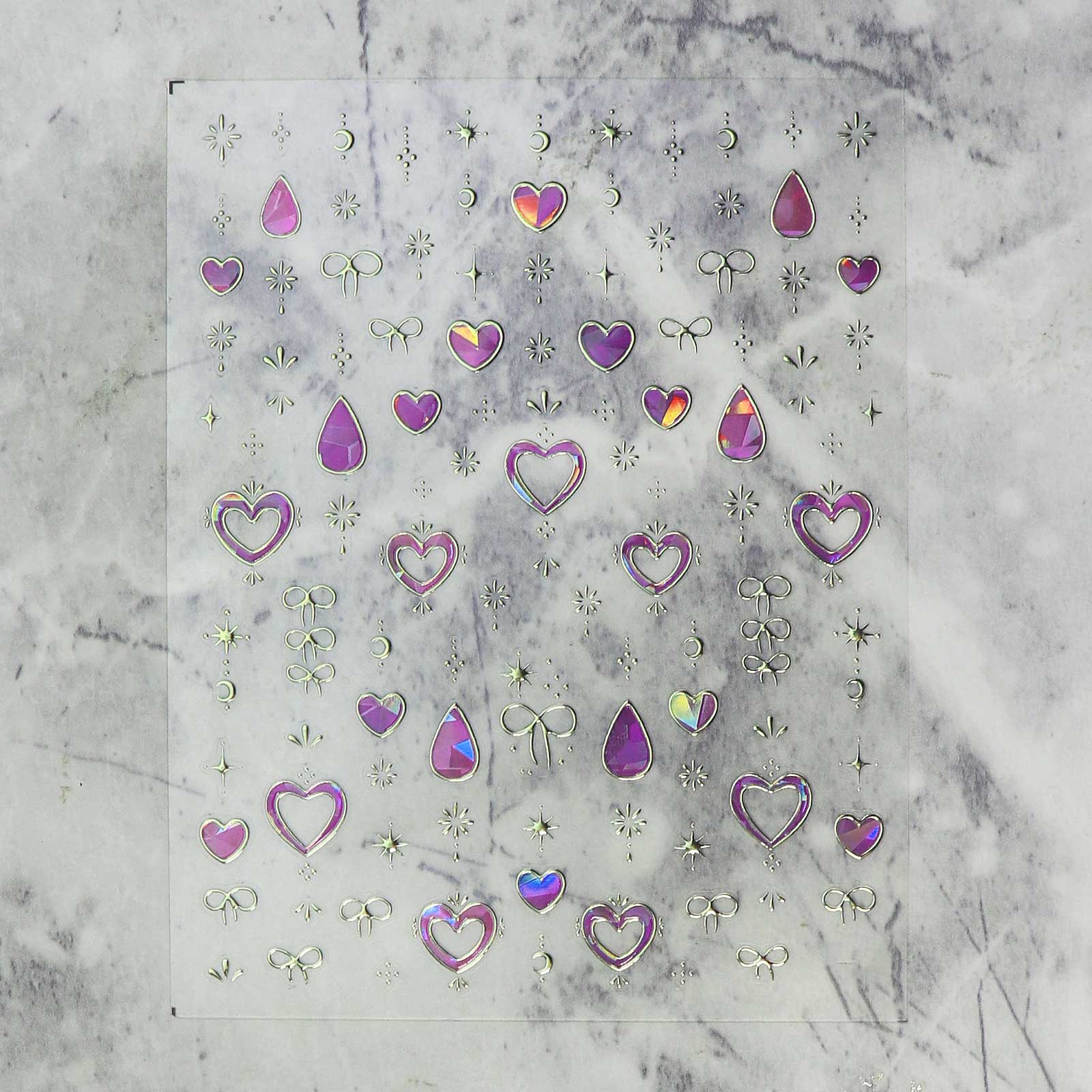 Chrome Nail Sticker - Dreamy Heart (Hot Pink)