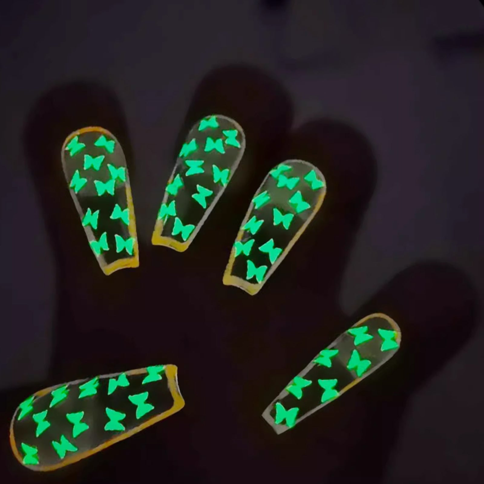 Glow In Dark Nail Neon Butterfly Sequins - 6 Grids