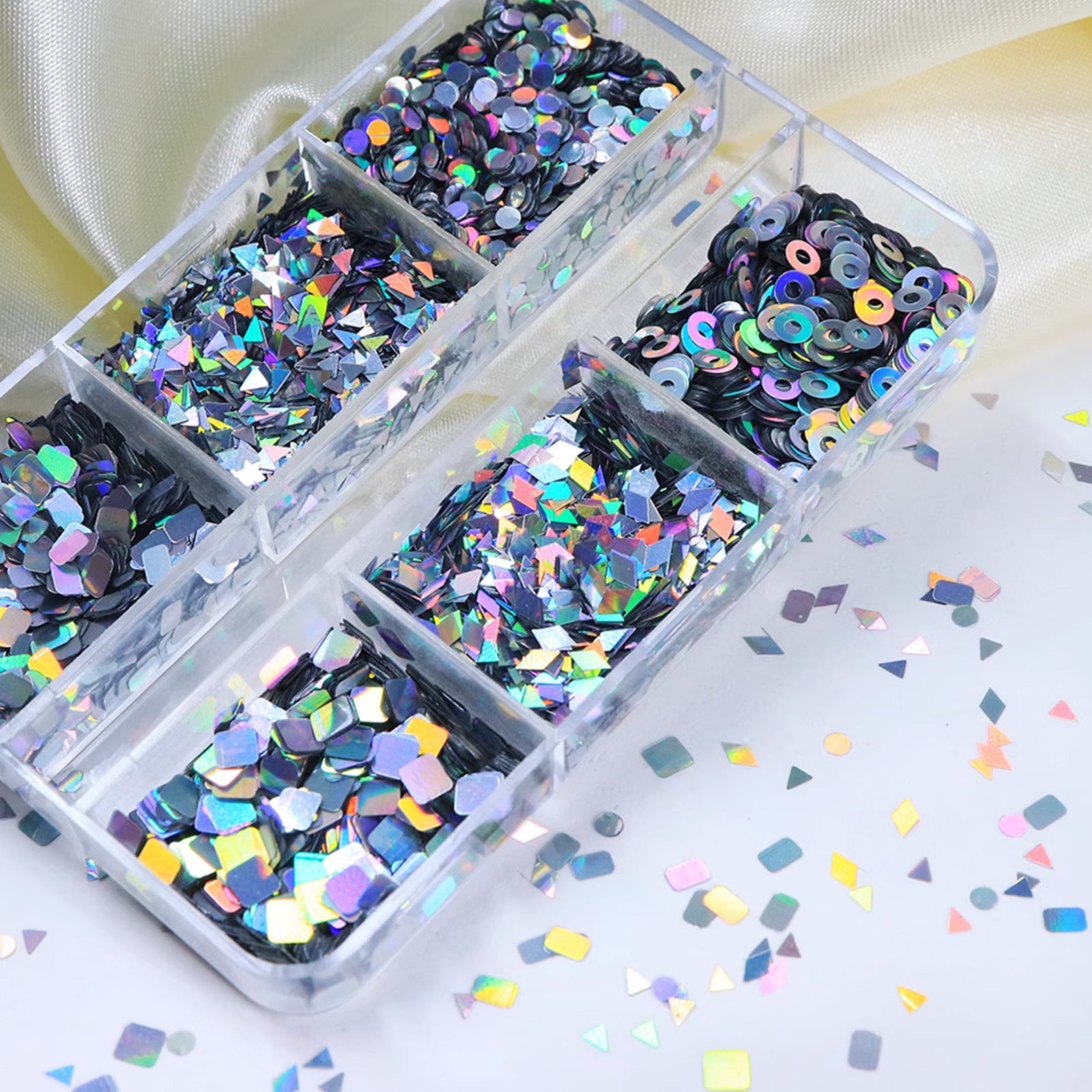 6 Grids Holographic Nail Sequins - Geometry