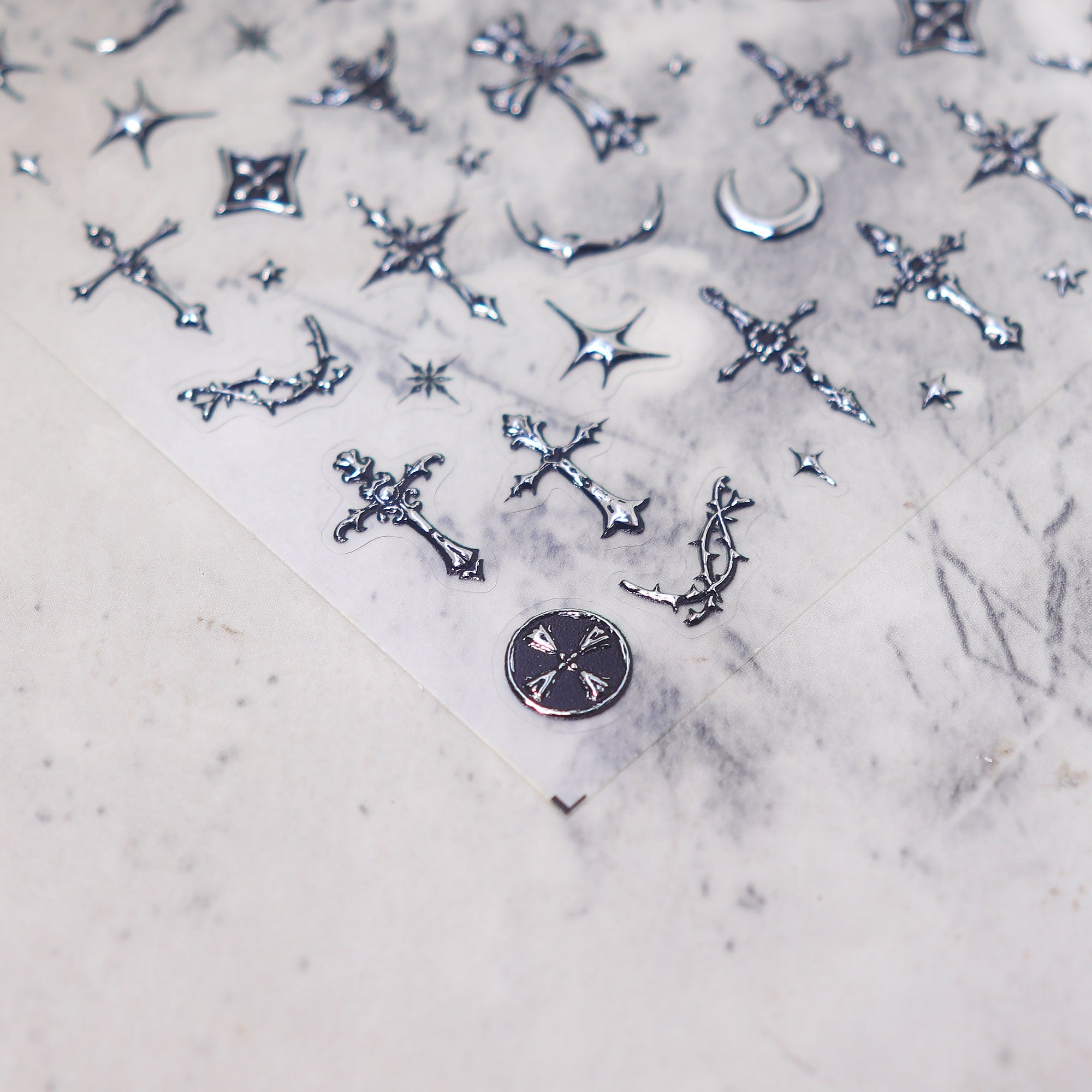 Chrome Nail Sticker - Gothic Cross