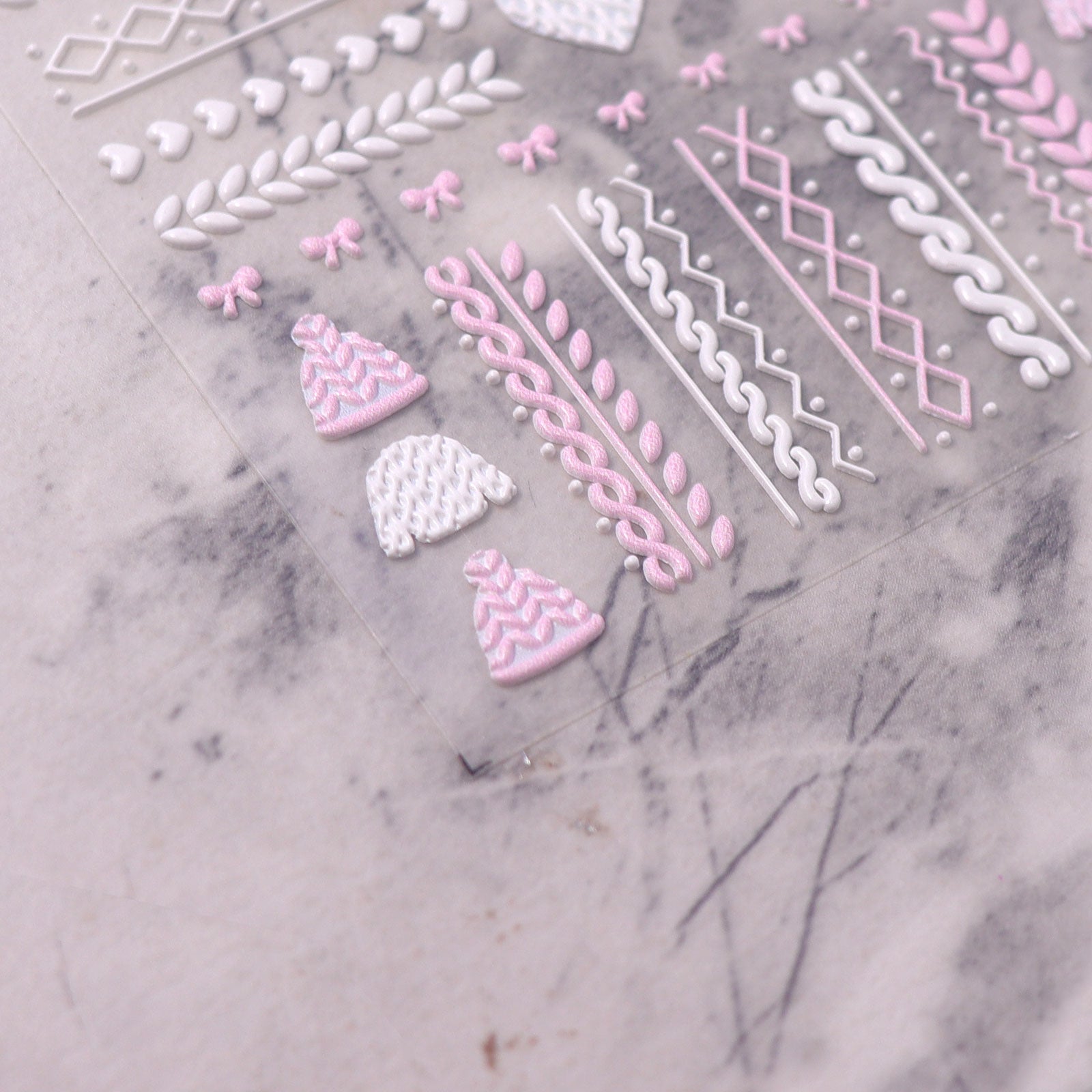 5D Nail Sticker - Cute Sweater (Pink White)