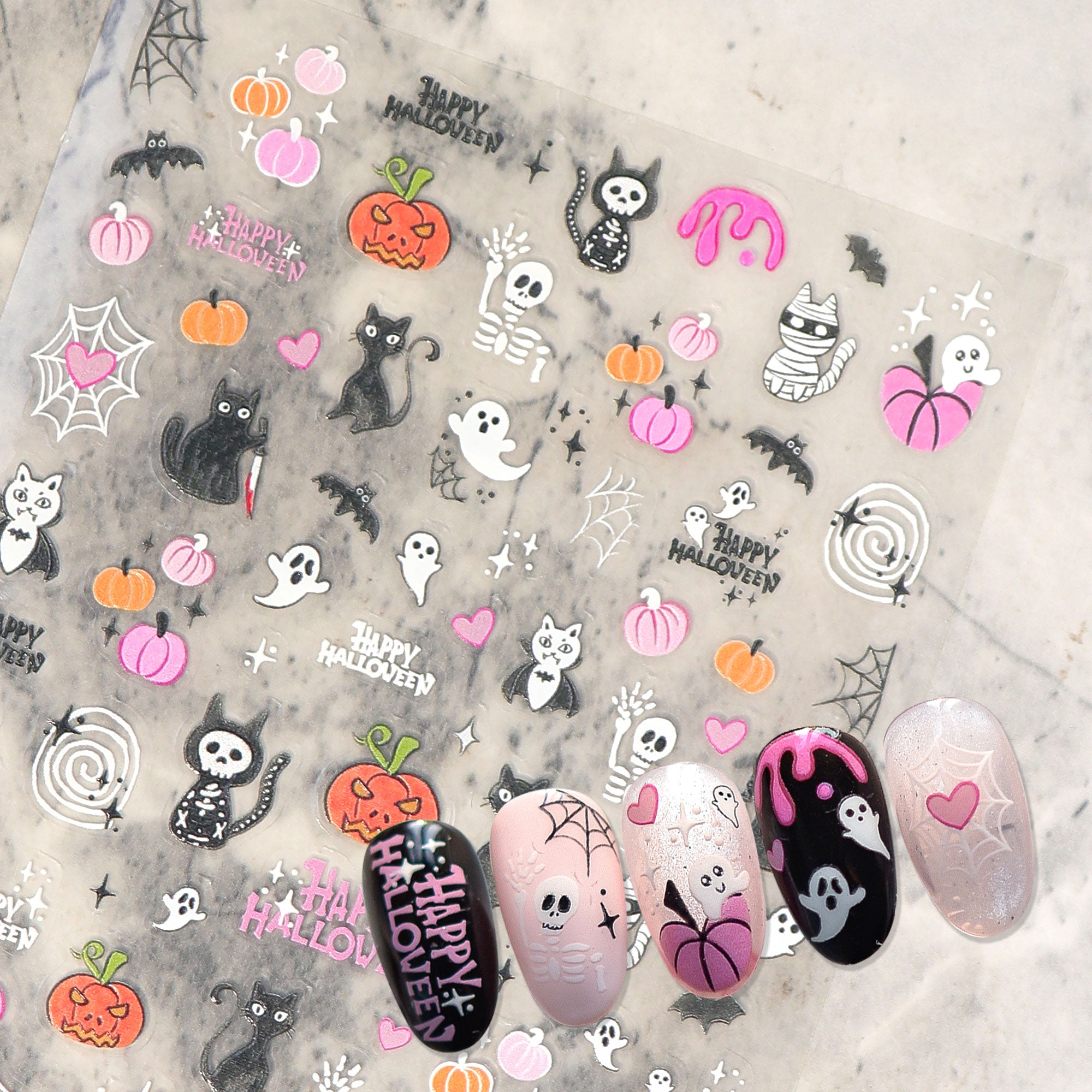 5D Nail Sticker - Pink Halloween