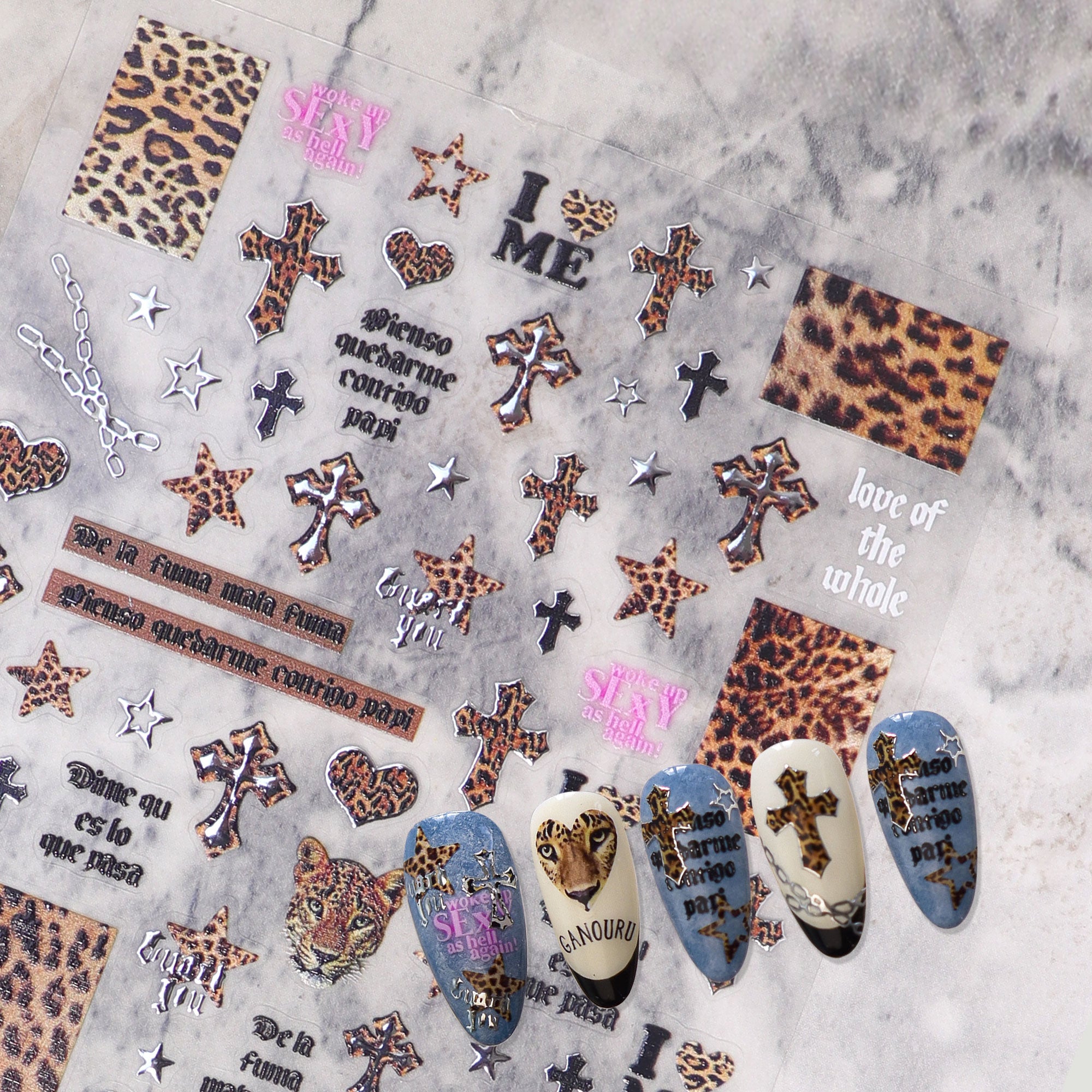 Chrome Nail Sticker - Leopard Print