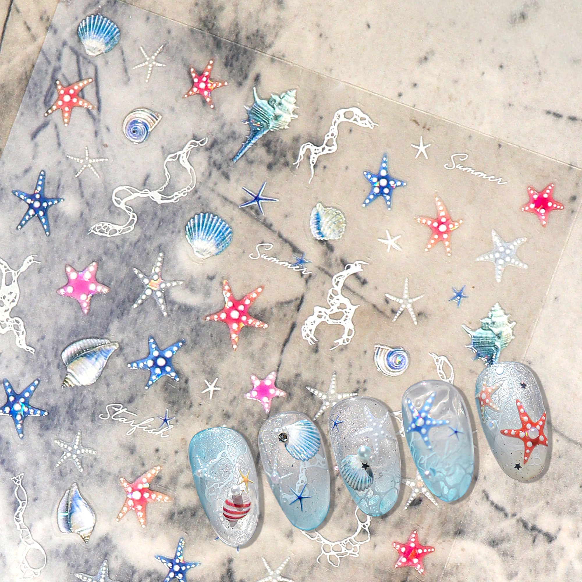 Shell Nail Sticker - Starfish and Seashells