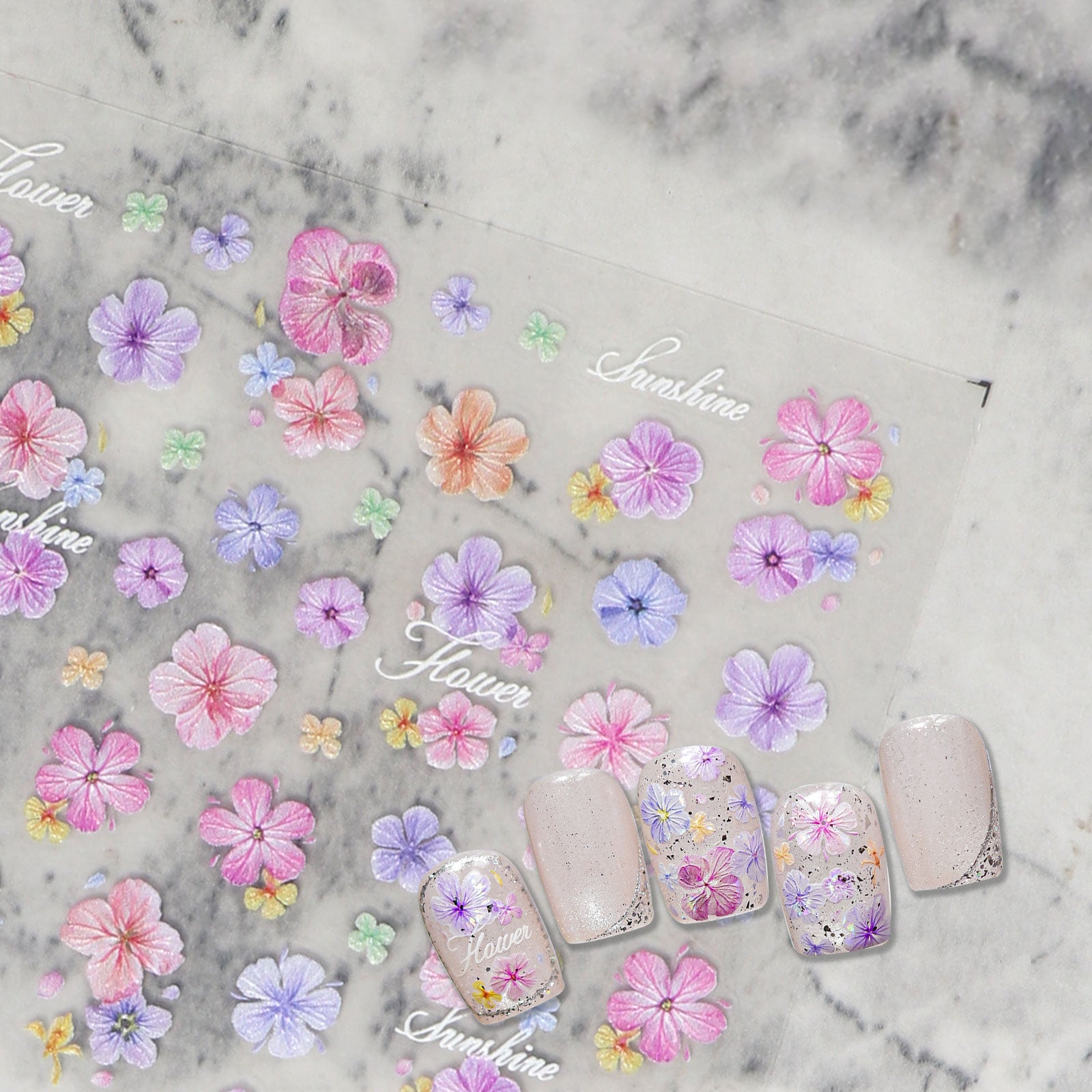 5D Nail Sticker - Pink-Toned Dried Flower
