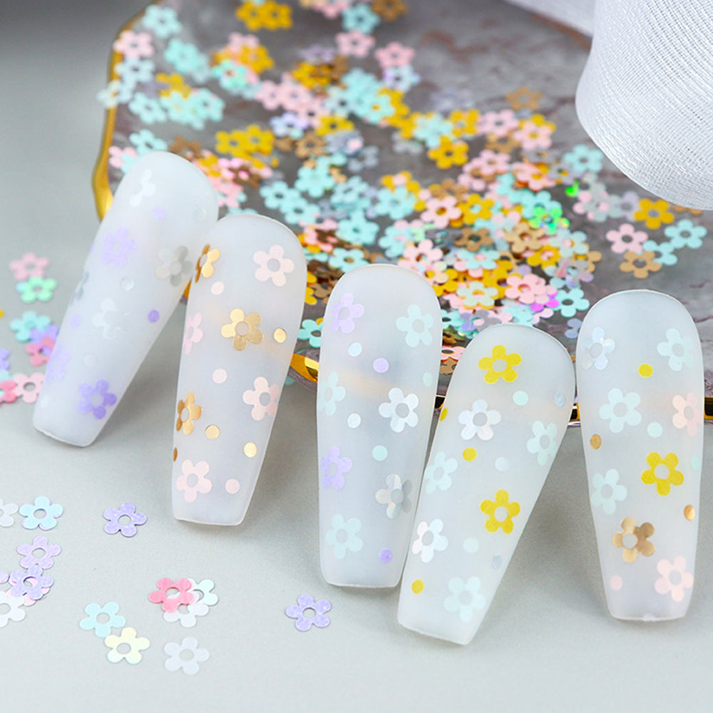 Metallic Flower Nail Glitters - 6 Grids