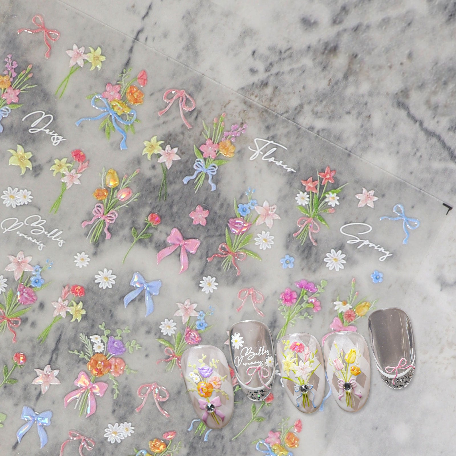 Shell Nail Sticker - Springtime Bouquet