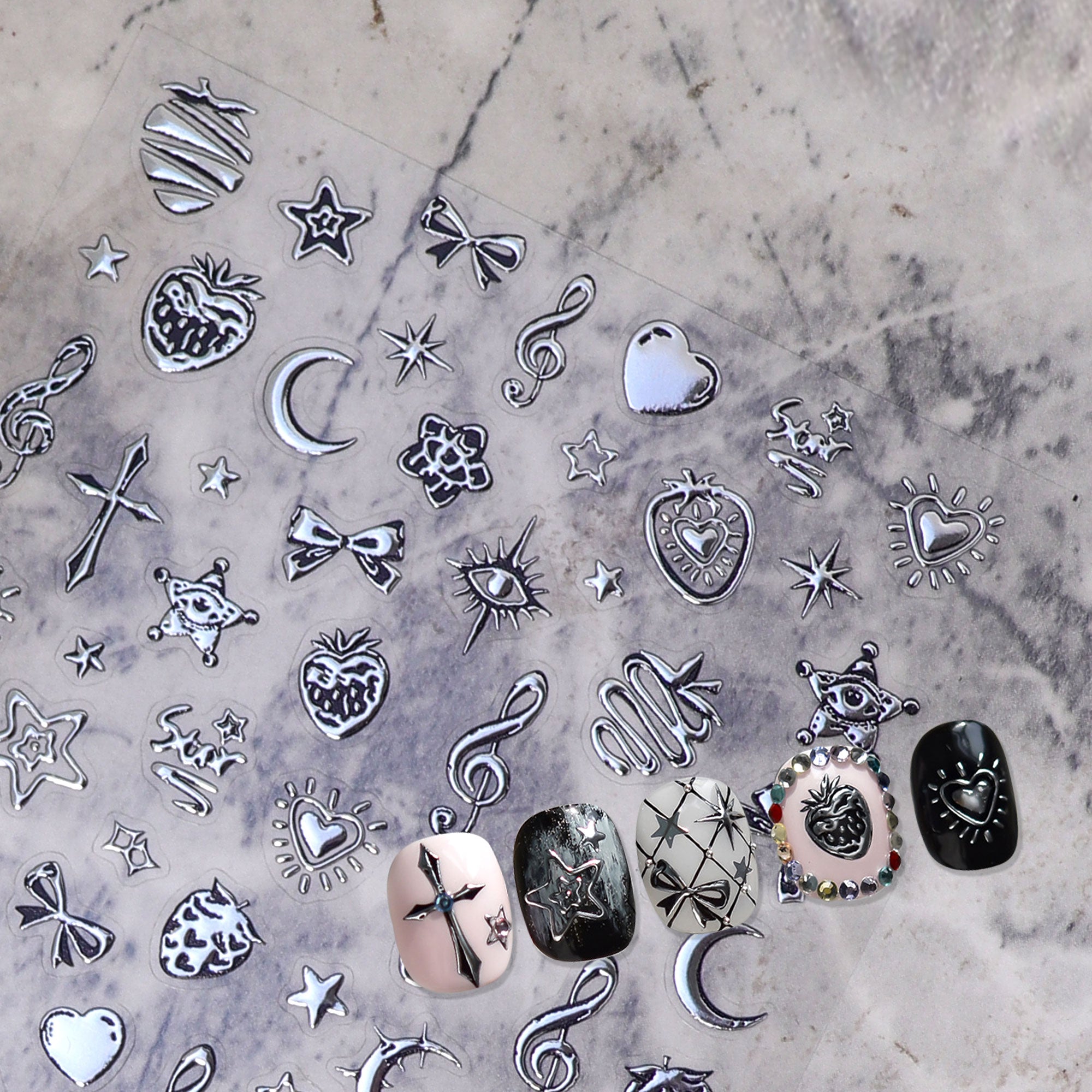 Chrome Nail Sticker - Gothic Strawberry