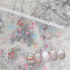 Shell Nail Sticker - Lace & Tiny Flowers