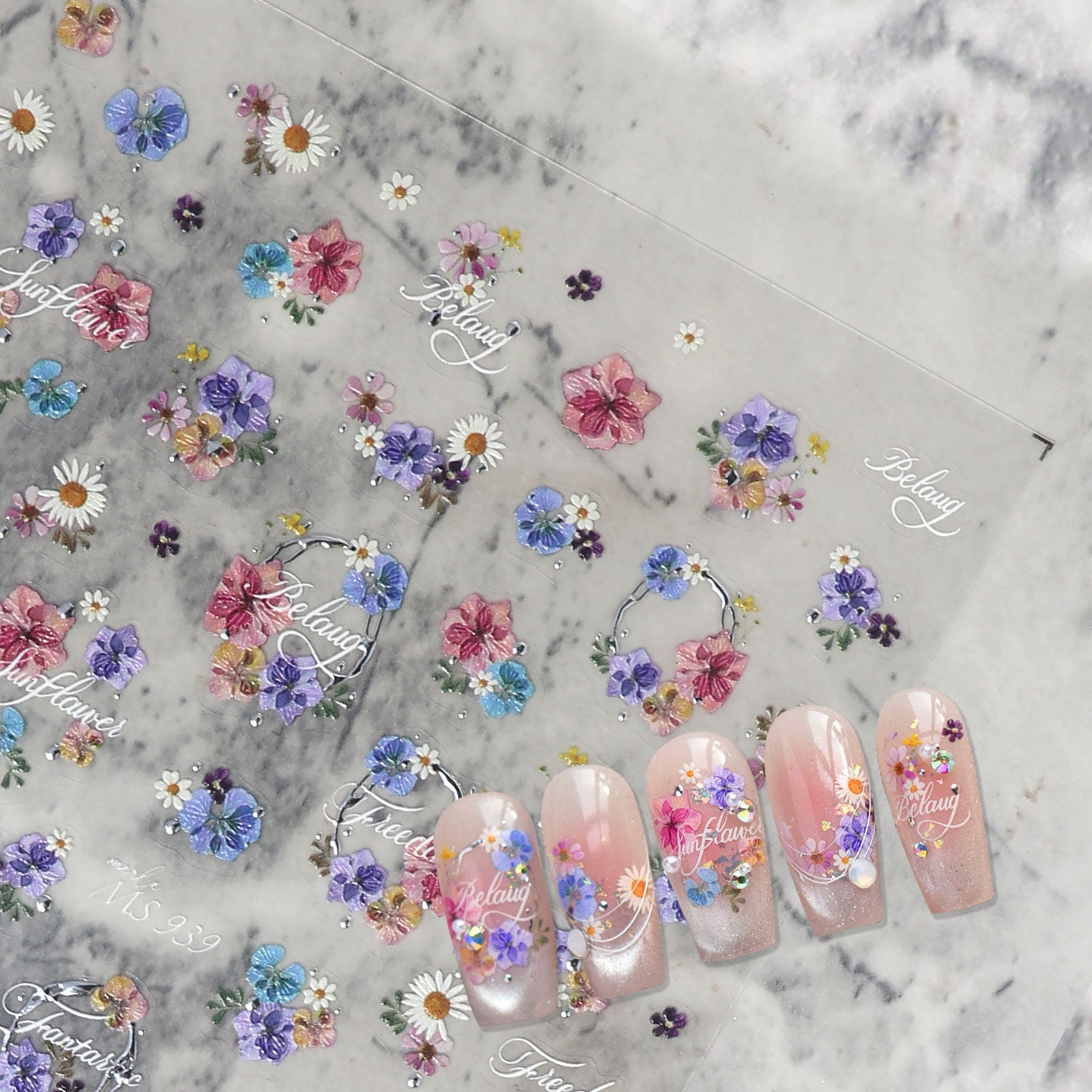 Chrome Nail Sticker - Dried Flowers