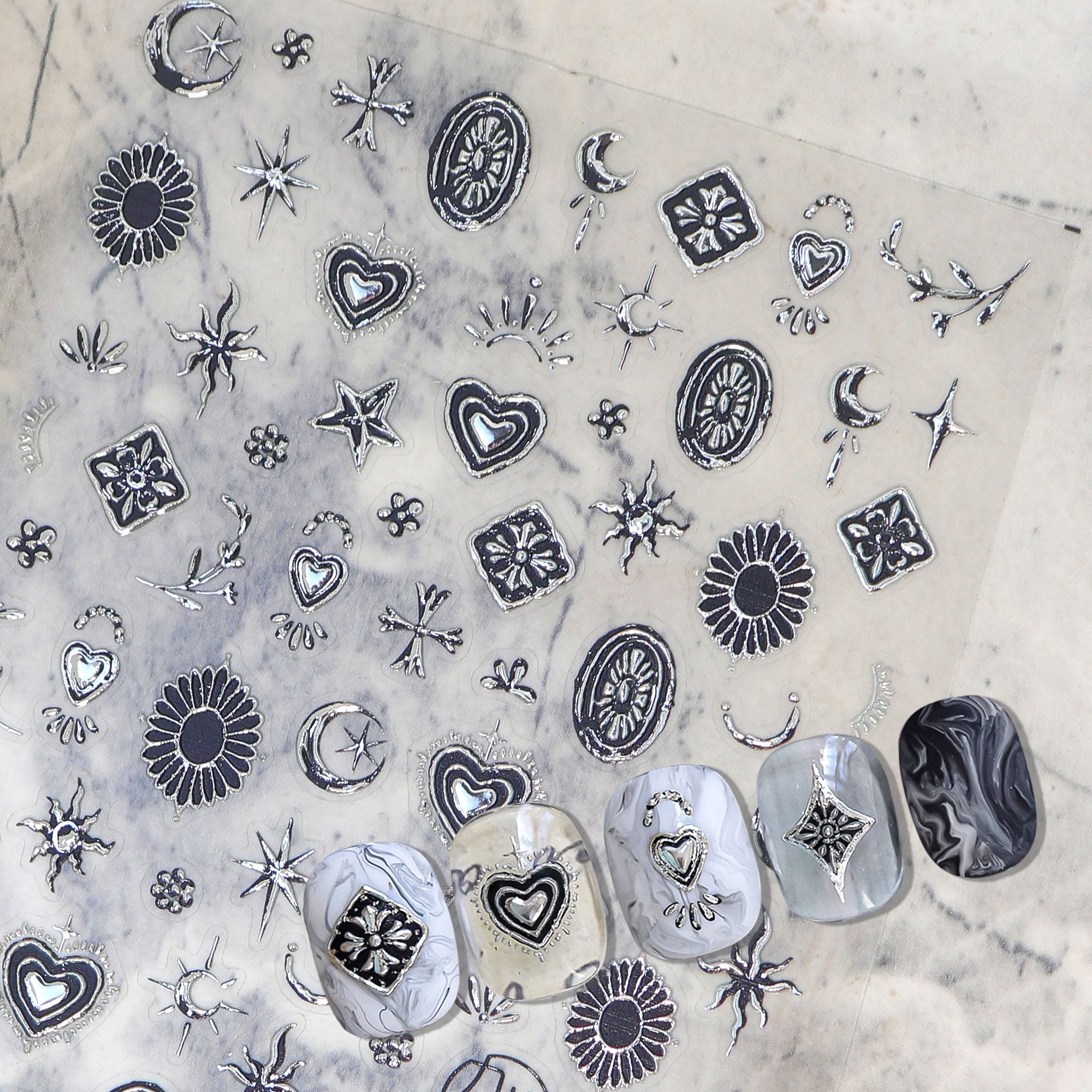 Chrome Nail Sticker - Relief Sculpture