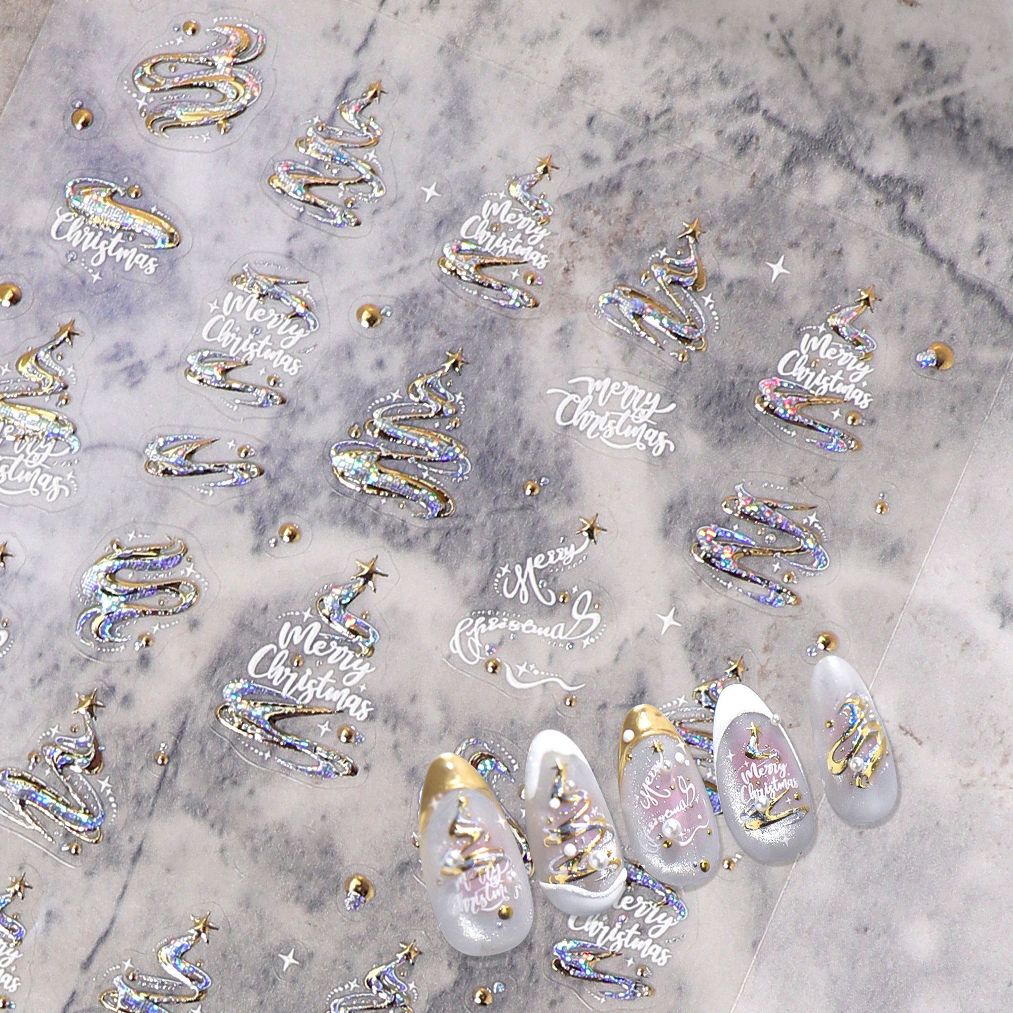 Chrome Nail Sticker - Christmas Tree