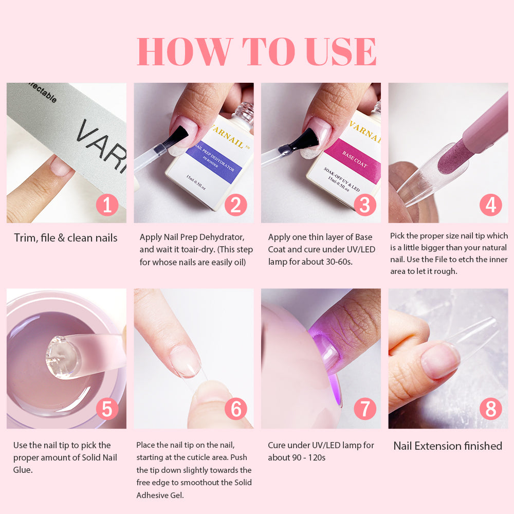 Solid Press-On Nail Tips Adhesive Glue