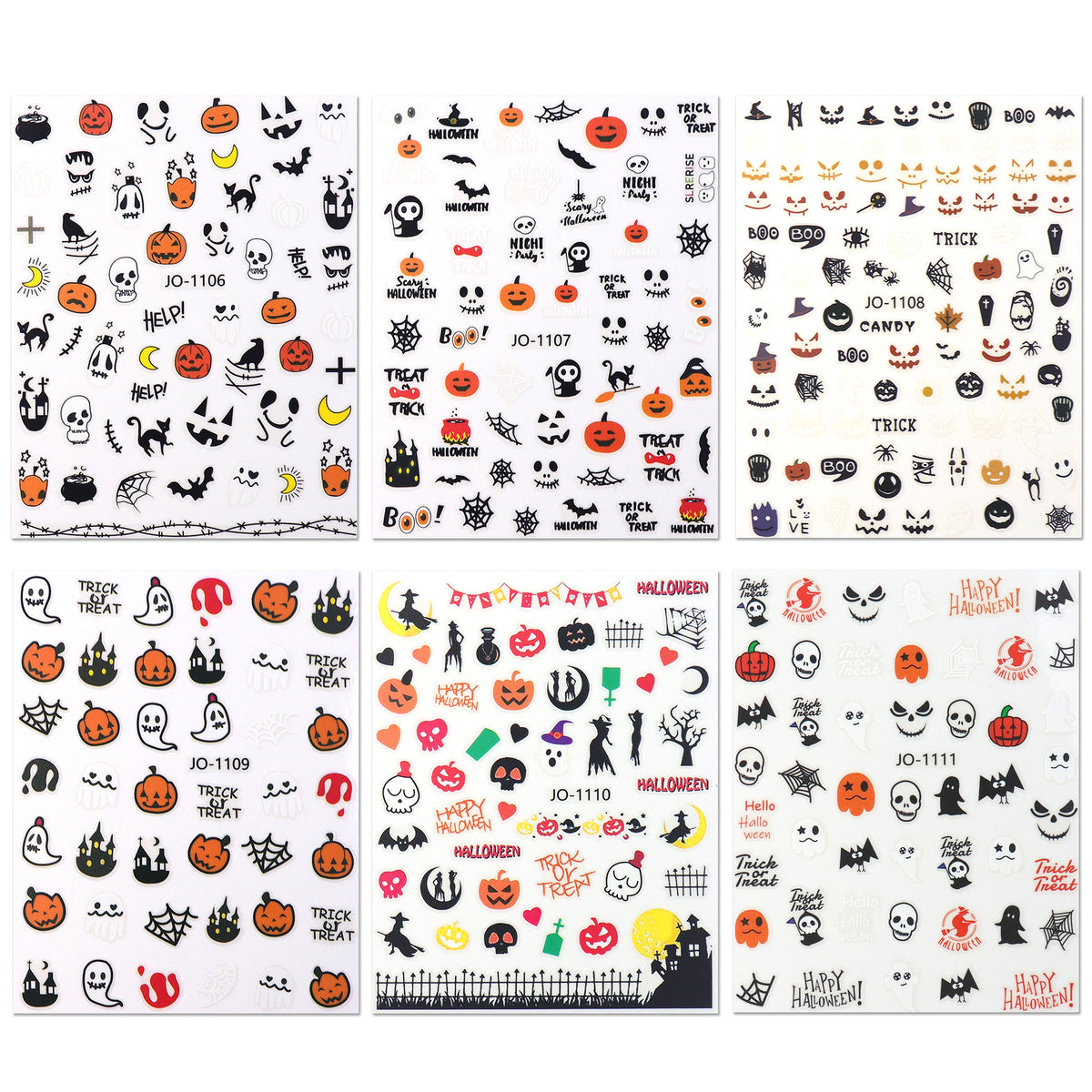 Nail Sticker - Halloween Pumpkin & Skeleton