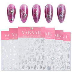 Nail Sticker - Metallic Silver (Sun,Moon, Butterfly)