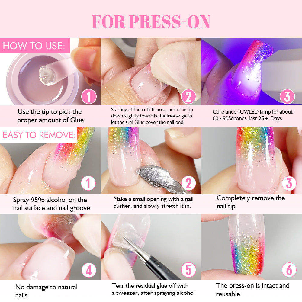 Solid Press-On Nail Tips Adhesive Glue