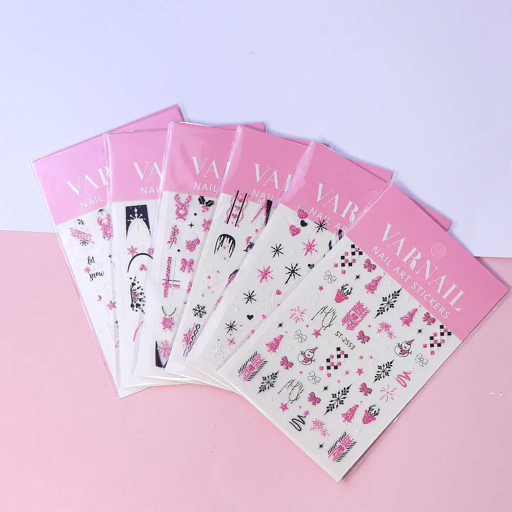 Nail Stickers - Pink Christmas