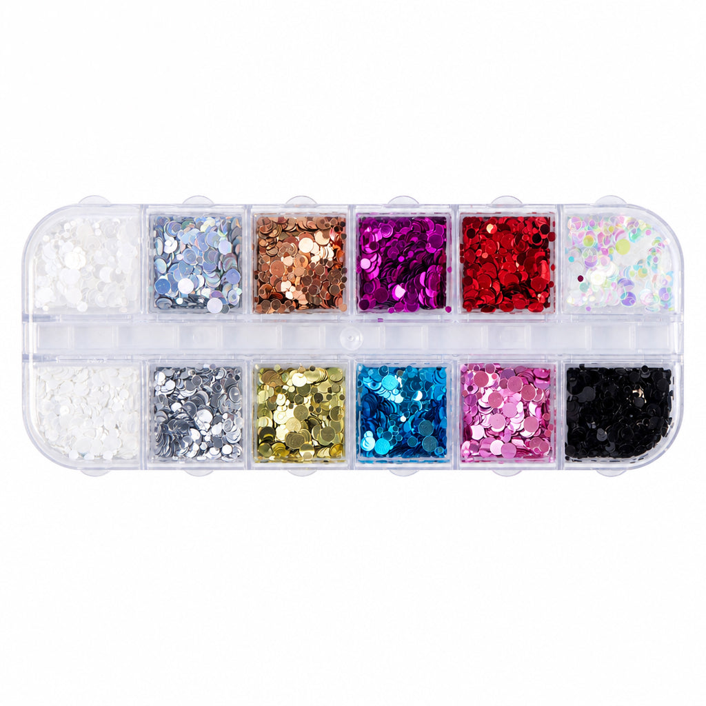 Colorful Metallic Round Sequins - 12 Grids
