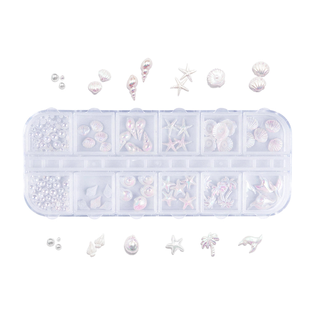 3D Beach Ocean Nail Charms - 12 Grids