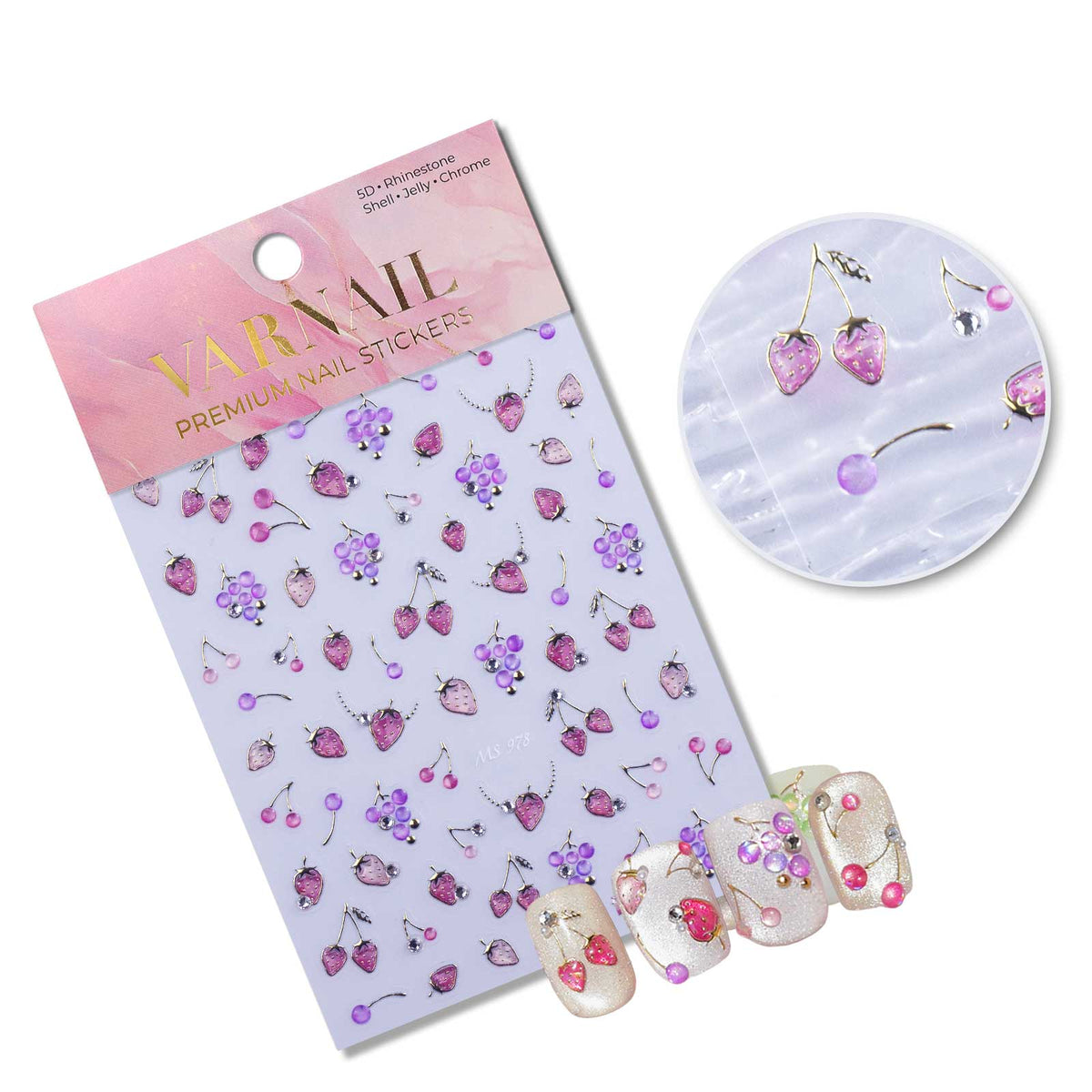 Rhinestone Nail Sticker - Vintage Strawberry & Grape