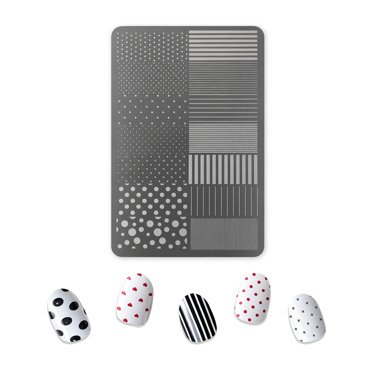 Nail Stamping Plate - Polka Dots & Strips
