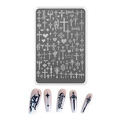 Nail Stamping Plate - Goth Cross