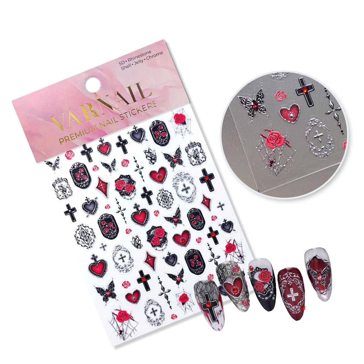 Rhinestone Nail Sticker - Dark Rose