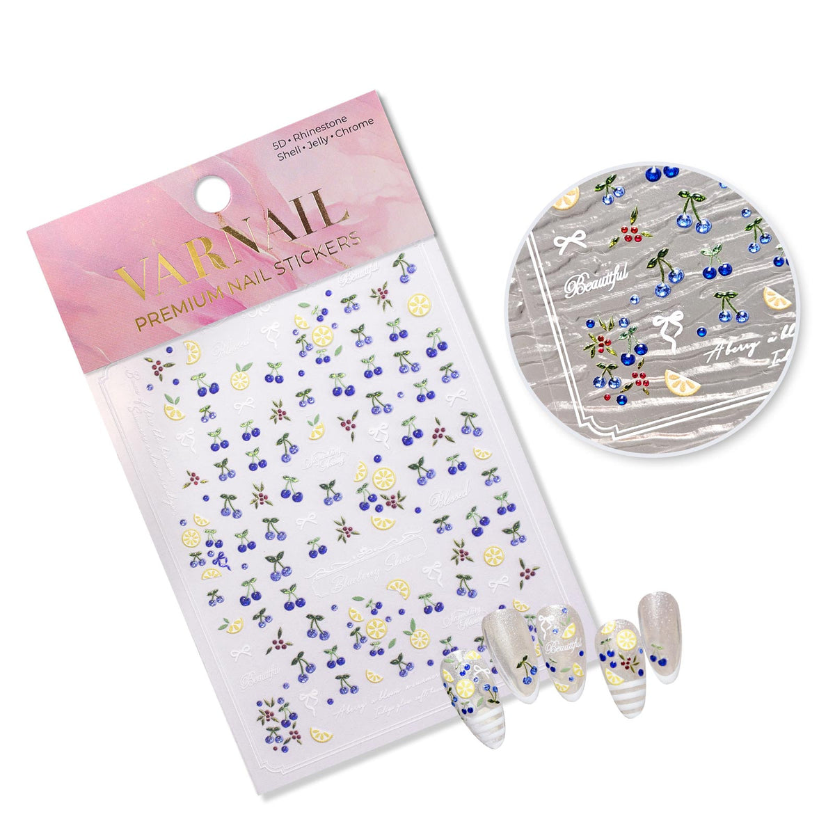 Gilding Nail Sticker - Tiny Blueberry & Lemon