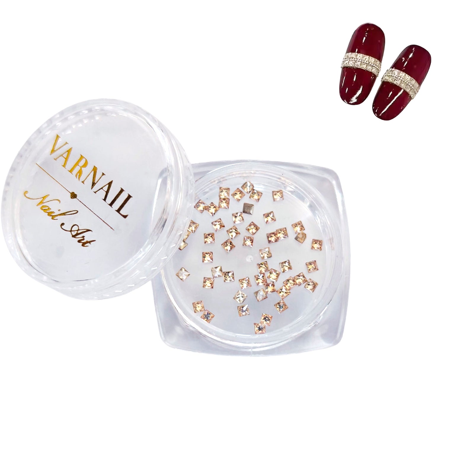 Princess-Cut Square Nail Rhinestone