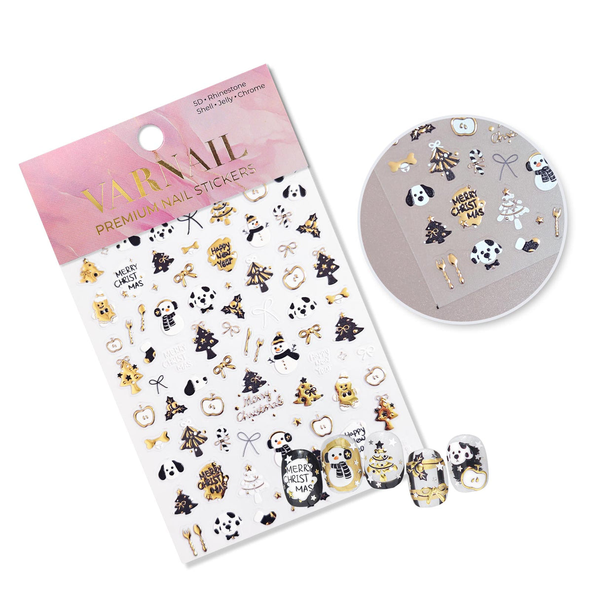 5D Nail Sticker - Puppy & Christmas