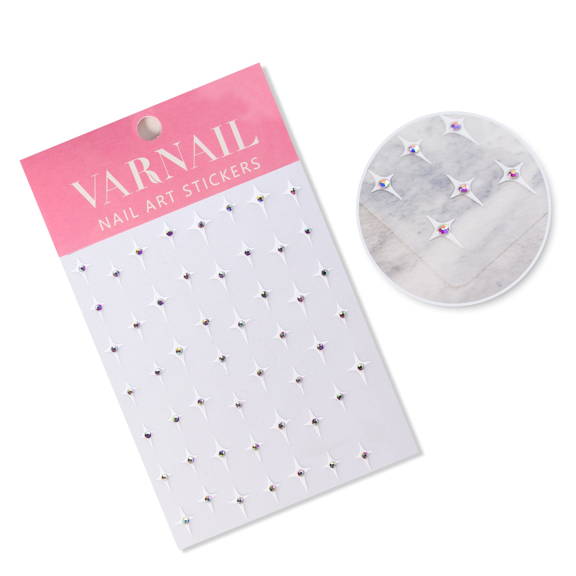 Rhinestone Nail Sticker - Four-Pointed Star (White)