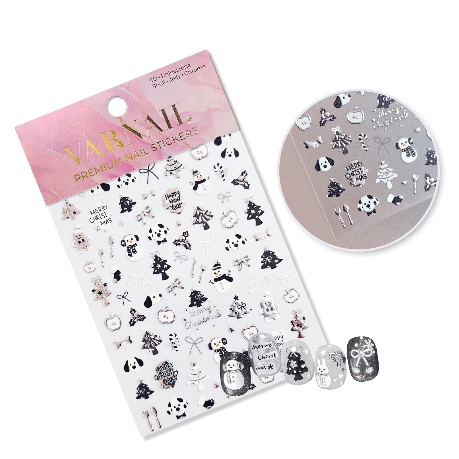 5D Nail Sticker - Puppy & Christmas
