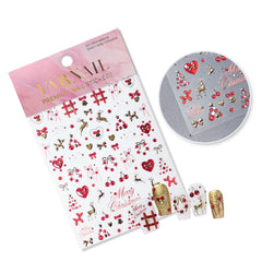 Chrome Nail Sticker - Red & Gold Christmas