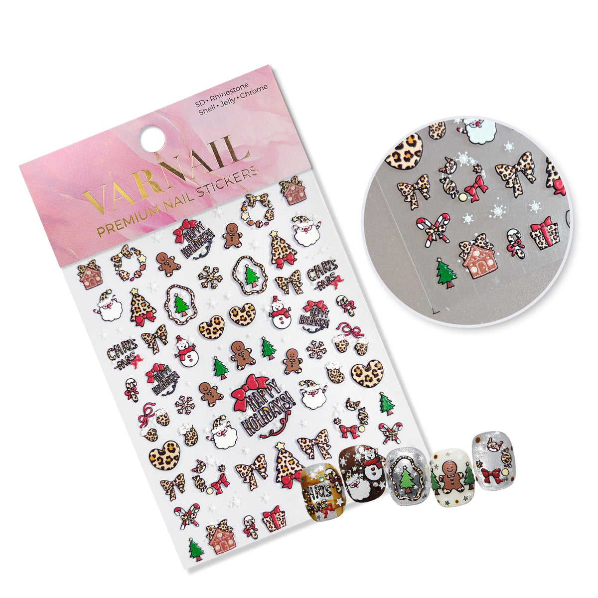 5D Nail Sticker - Christmas & Leopard Print