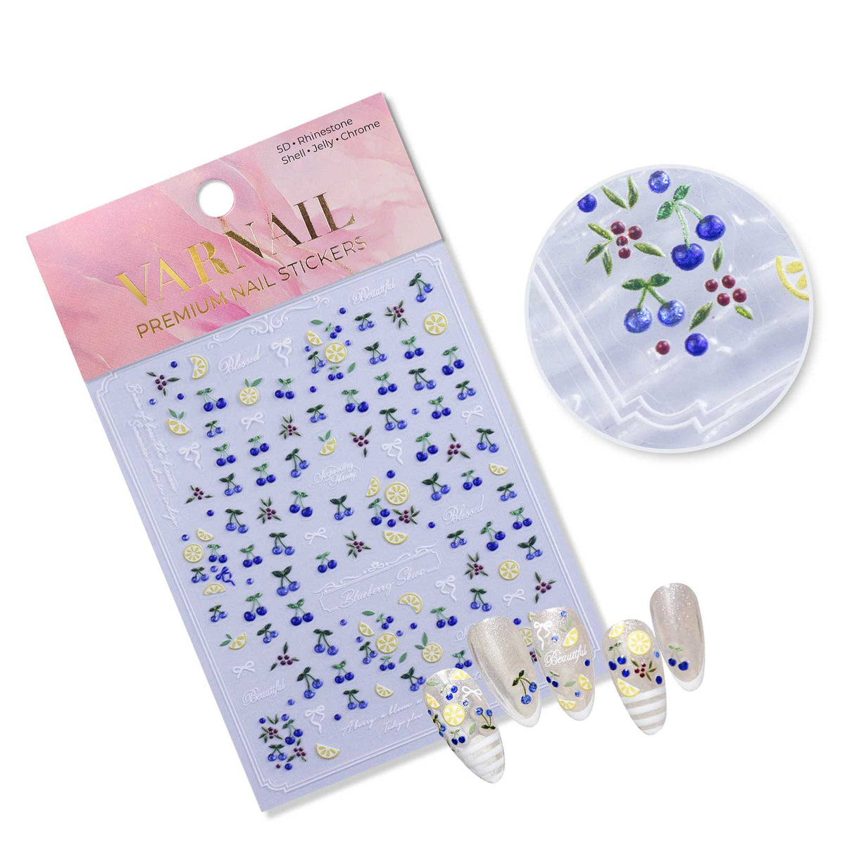 Gilding Nail Sticker - Tiny Blueberry & Lemon