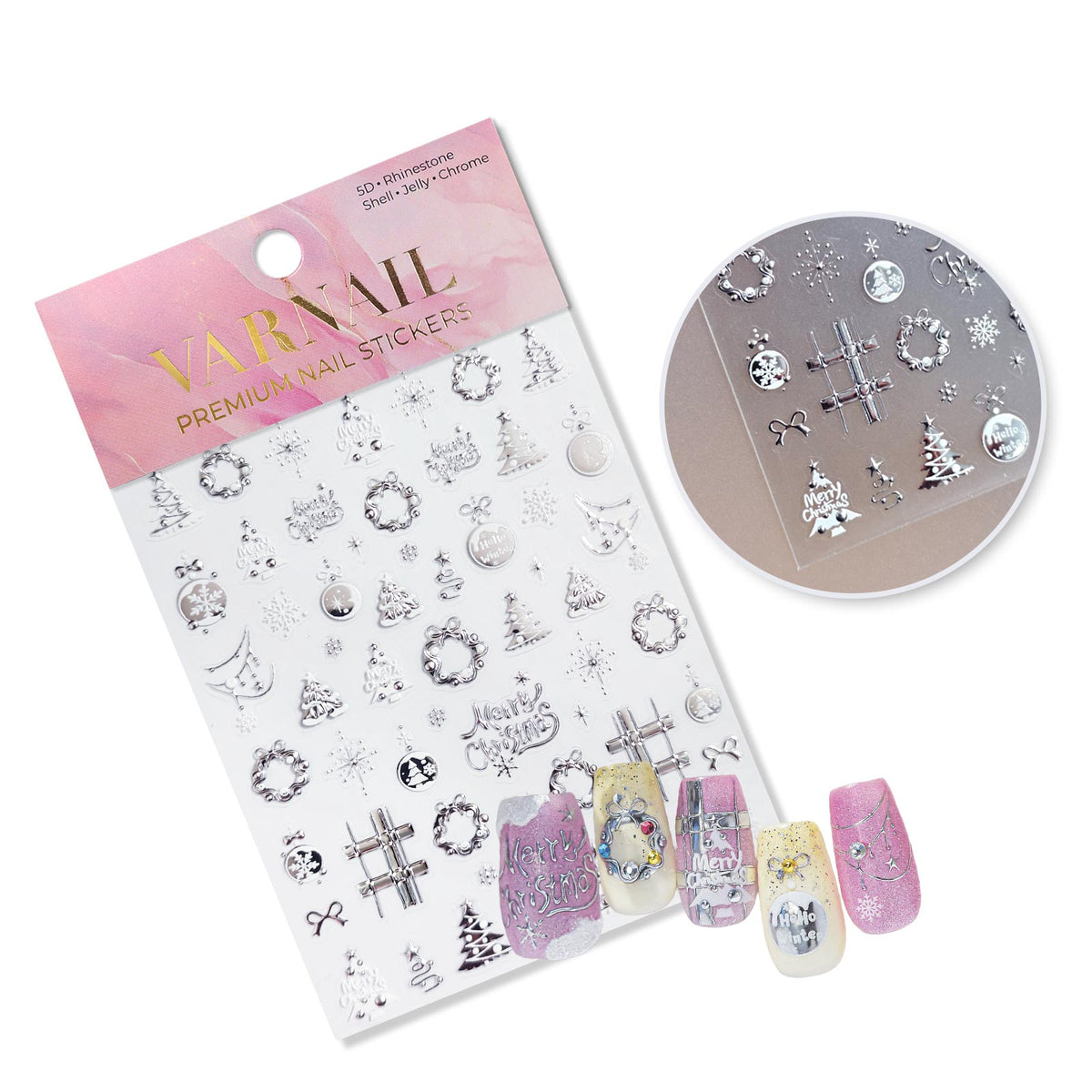 Chrome Nail Sticker - Silver Holiday