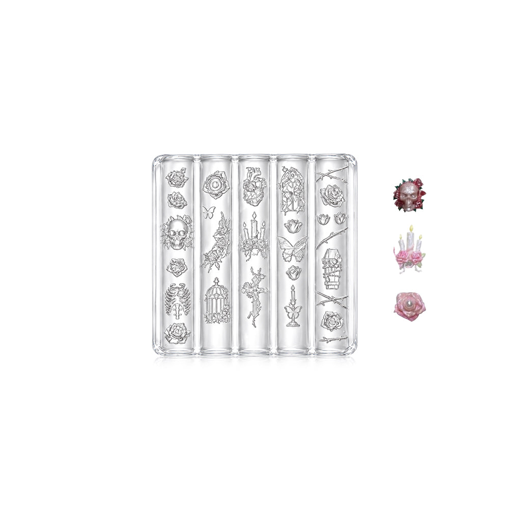 3D Nail Art Mold (Upgrade) - #63 Retro Candlestick & Skull