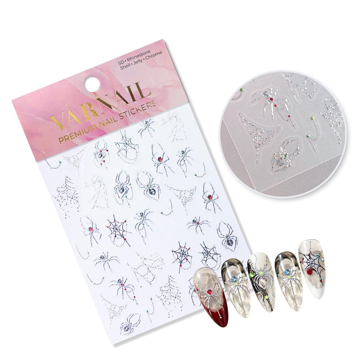 Chrome Nail Sticker - Spider Web Glam