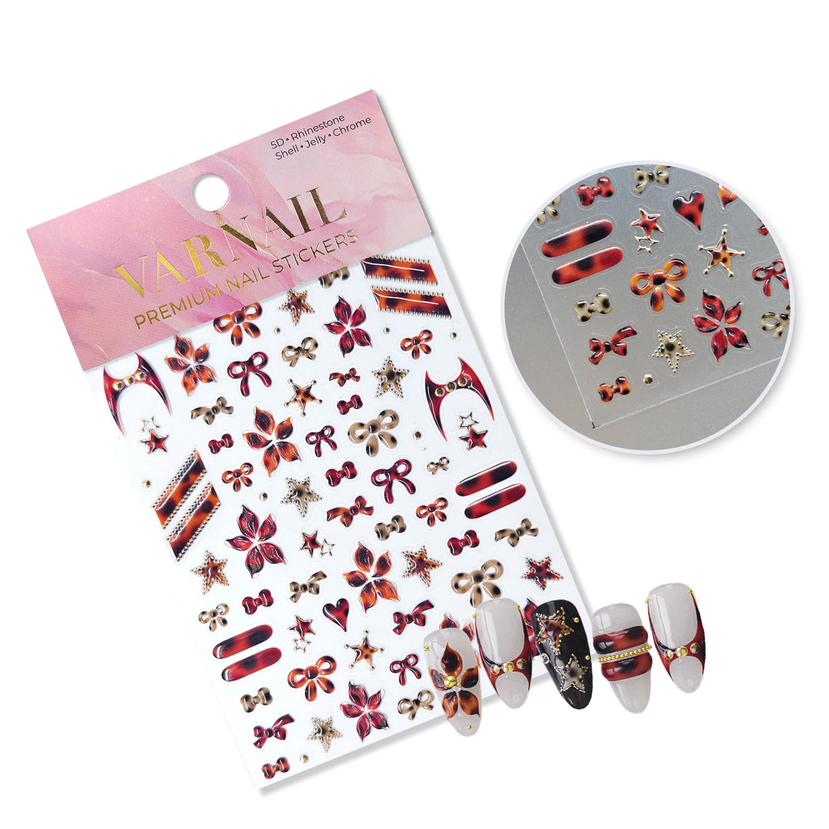 Jelly Nail Sticker - Tortoiseshell Bows