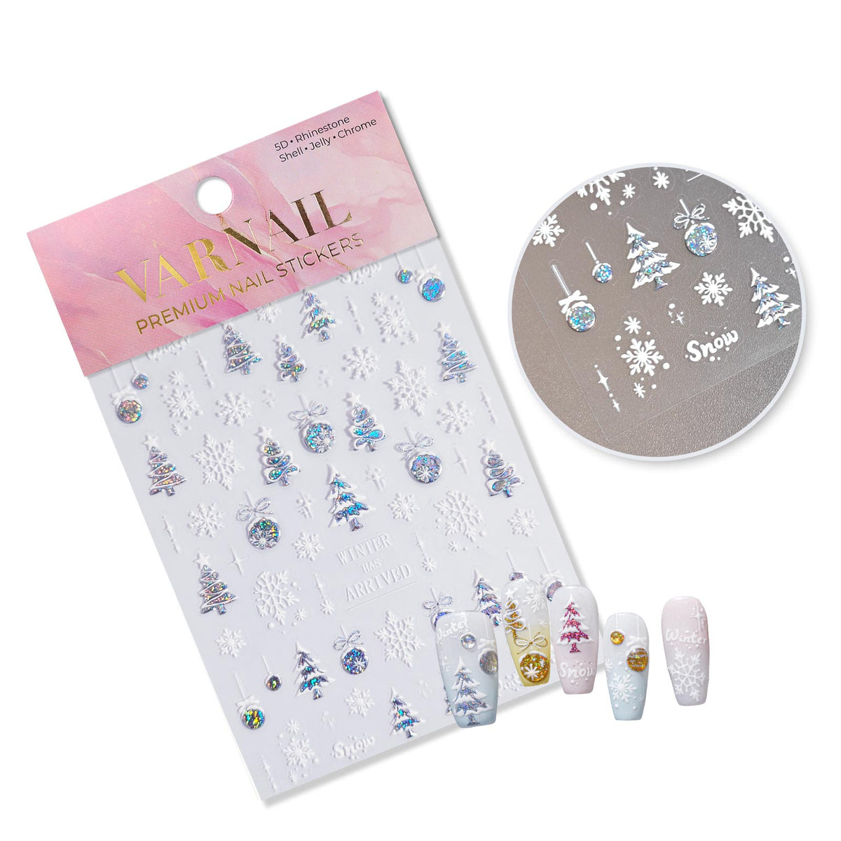 Chrome Nail Sticker - Holo Snowflake Ball