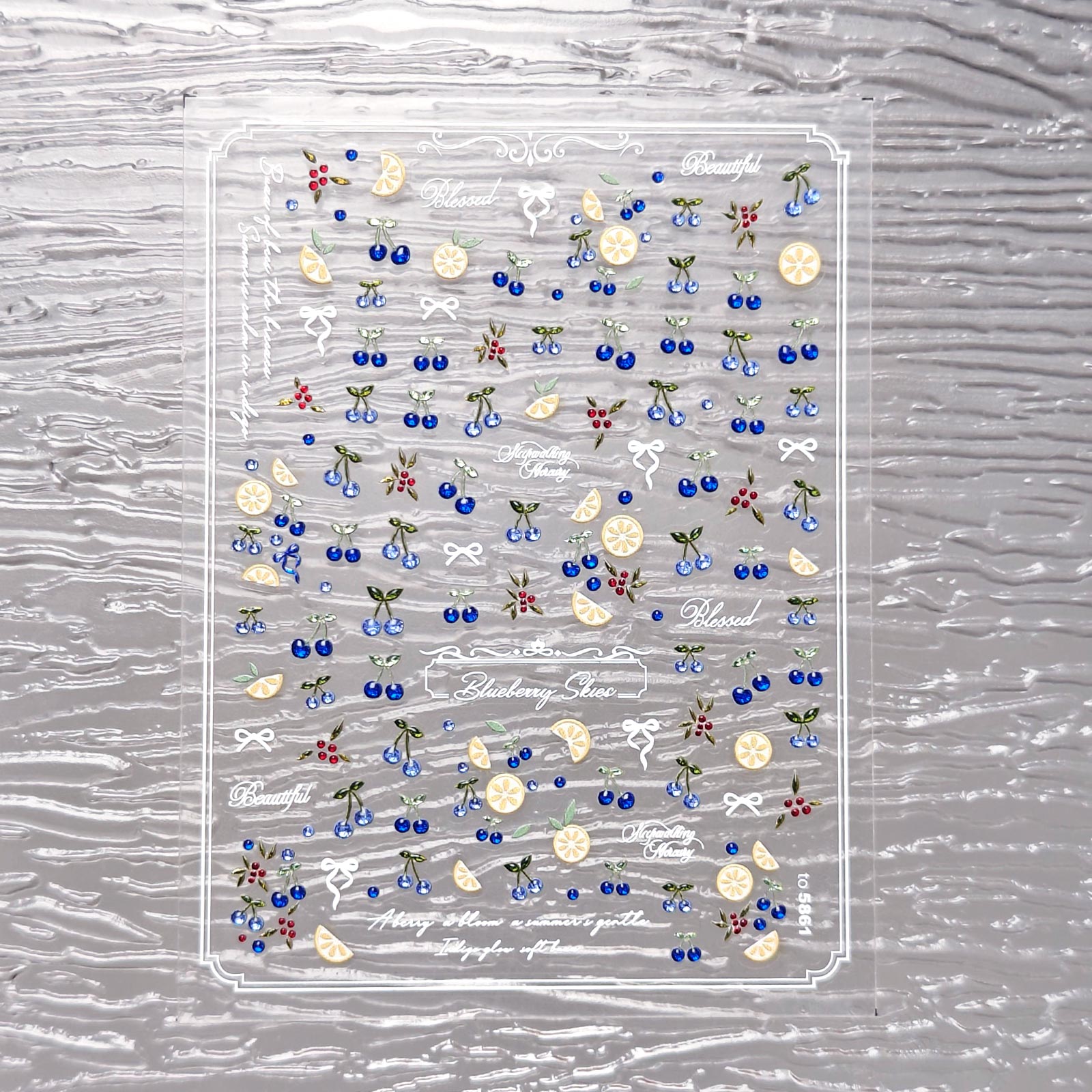 Gilding Nail Sticker - Tiny Blueberry & Lemon