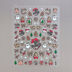 5D Nail Sticker - Christmas & Leopard Print
